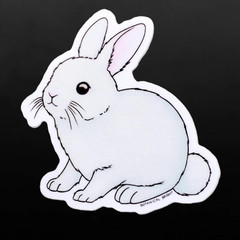 Rabbit Sticker – White Bunny Waterproof Vinyl Decal – Laptops Scrapbooks Crafts