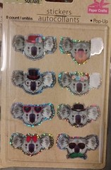 Lot of 6 Crafters Square Koala And Pig Pop-Up Stickers 7/8 Ct. 45 Stickers Total