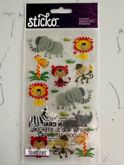 Sticko Autocollant Zoo Cuties Stickers Zebra Rhino Tiger Monkey Elephant Lion