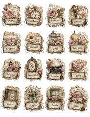 Floral Shabby Embellishments Junk Journal Scrapbook USA PICK A Set