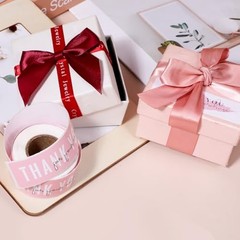 3 Rolls 1 x 3 inch Thank You Sticker, Thank You Stickers Small Pink&white