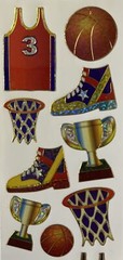 PRISMATIC BASKETBALL Stickers (18pc)2.5″x 10″ Sparkle•Sport•Jersey￼•Trophy•Ball