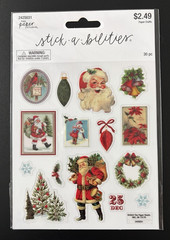 STICK*A*BILITIES CHRISTMAS VINTAGE SANTAS & GREENS STICKER EMBELLISHMENTS 30 PC