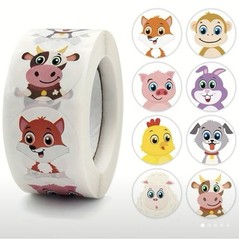 500 pc Safari Farm Animals Roll Stickers School Office Kids Teacher Sticker
