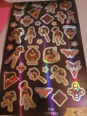 WONDER WOMAN sticker book 150 puffy, glitter, foil, glossy stickers 4 sheets NEW