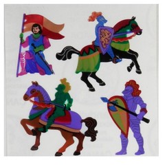 2000s Sandylion Foil Shiny Medieval Knights Single Sticker Sheet 2″ Purple