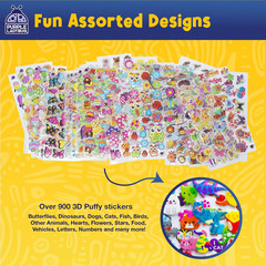 3D Puffy Stickers for Kids – 40 Sheets, 950+ Foam Stickers for Toddler Girls & B