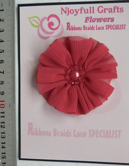 Ruffles Organza AMARANTH RED Flower – Red Centre 65-70mm Single MH AB NJC