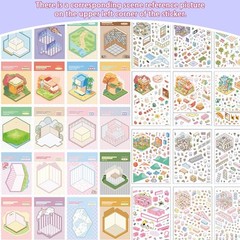 20 Scene Sticker Book for Adults, 3D Stickers, With 2 Sets of Tweezers