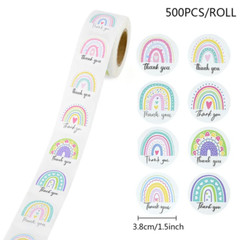 500pcs 1.5in Rainbow Sticker Thank You Print Wedding / Birthday Gift Wrap Decor