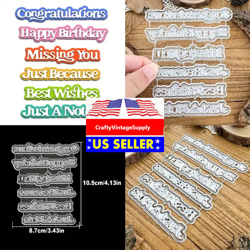 6PCS English words banner pick metal cutting dies cut machine cutter die