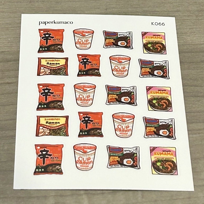 NEW PaperKumaCo Ramen 🍜 Sticker Sheet Paper Kuma Co PKC Stickers