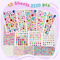 3330Pcs Gem Stickers,Rhinestone Jewel Stickers for Crafts Self Adhesive,Stick on