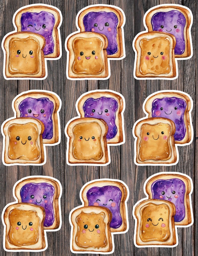 Peanut Butter and Jelly Die Cut Vinyl Stickers Scrapbooking Laptop Waterbottle