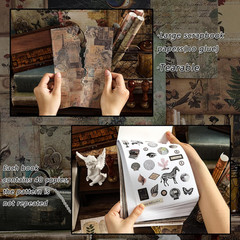 Vintage Aesthetic Washi Stickers and Papers for Scrapbooking, 40 Sheets Ephemera