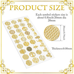 35 Pcs Gold Flower of Life Metal Stickers Sacred Geometry for Art DIY Crafts