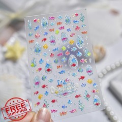 BMKKOT Little Fish Nail Stickers 20 Ocean Beach