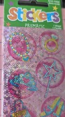 Vintage Stickers Amscan Princess Jewelry Wand Sparkle Prism 1 sheet new in pack