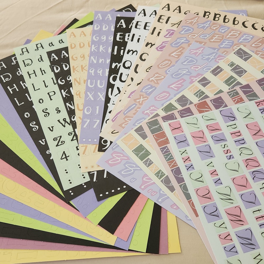 NEW Lot 27 Sheets NON-ADHESIVE Alphabet Punch Letter Numbers Multi-Color 12×12