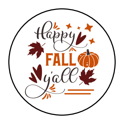 30 1.5″ HAPPY FALL YA’LL THANK YOU ORDER ENVELOPE SEALS LABELS STICKERS