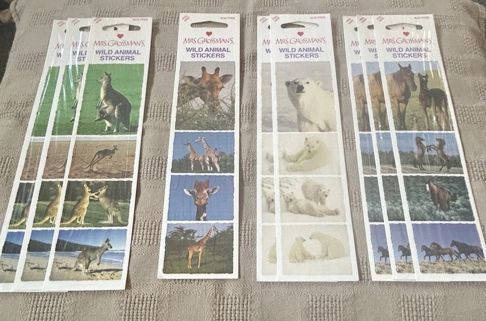 VTG 2003 Mrs Grossman’s Wild Animal Stickers Lot 9 NOS Horse Polar Bear