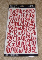 EK Success Sticko Small Alphabet Sticker ~ Red Glitter Script