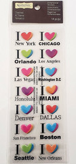 Recollections Signature Dimensional Stickers – I ‘HEART’ U.S. CITIES – 14 pcs