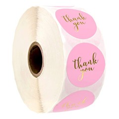 1000 Pink Gold Foil Thank You Stickers – 1.5″ Circle Envelope Seals for Weddings