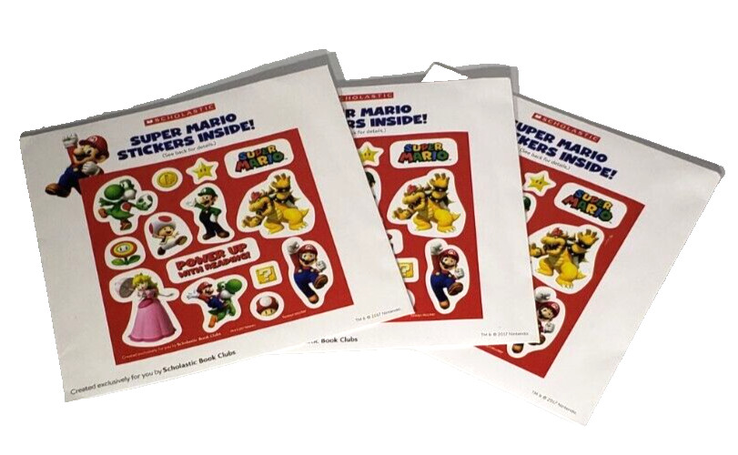 12 Sheets Super Mario Stickers 168 Total Luigi Princess Yoshi Bowser Toad Fire