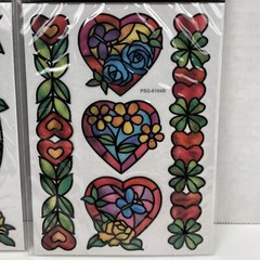 Scrapbook Stickers Faux Stained Glass Flowers Hearts Craft 5 Count Lot Of 2