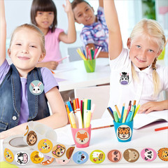 1000Pcs Animal Reward Stickers Roll, Waterproof Cute Cartoon Zoo Decals