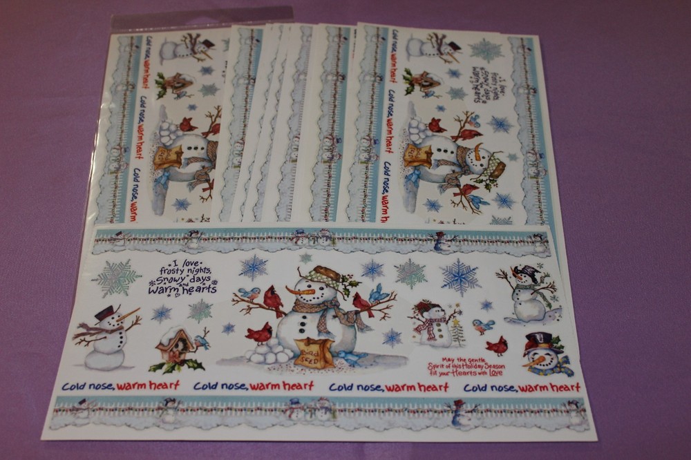 PSX Lot of 18 RARE Large Sheets of Snowmen Snowy Days Stickers!