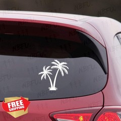 NBFU 5.6″ Palm Tree Tropical White Stickers Set of 2