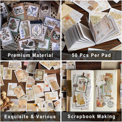 6 Sets 300 Pcs Washi Stickers , Vintage Aesthetic Sticker Set for Journaling Scr