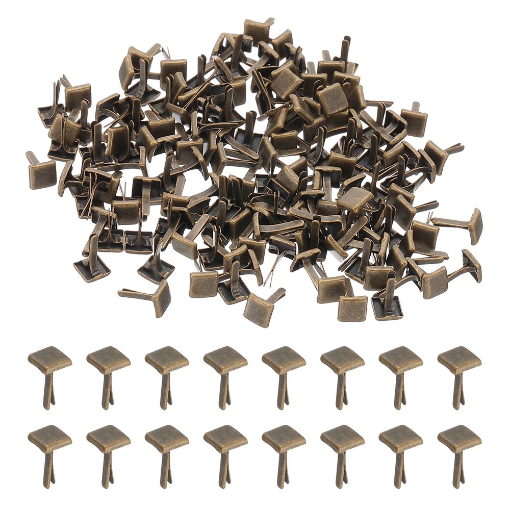 300 Pcs Brads Paper Fasteners Mini Metal Square Fastener, Bronze, 0.2″x0.2″