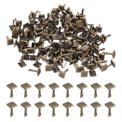 300 Pcs Brads Paper Fasteners Mini Metal Square Fastener, Bronze, 0.2″x0.2″