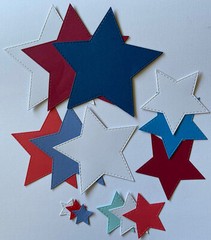 RED,WHITE & BLUE STITCHED STAR Die-Cuts(15pc)Fourth Of July•Independence•America