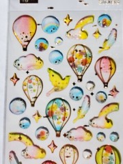 HOT AIR BALLOONS Glitter Magic Dimensional Sticker Sheet with gold accents
