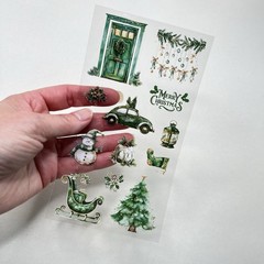 Christmas Stickers 6 Sheets Green Junk Journal Collage Planner Scrapbook Cards