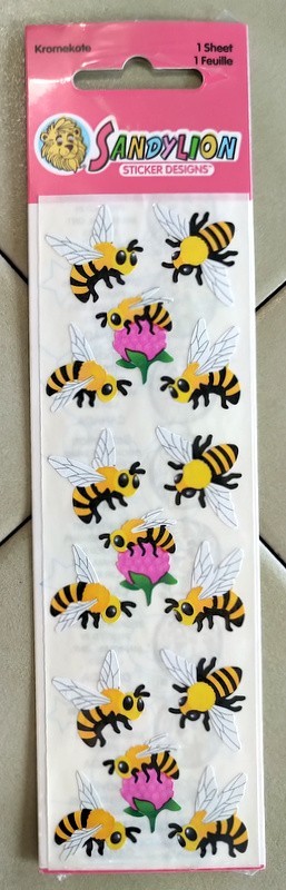 Vintage SANDYLION Kromekote Yellow/Black BUMBLEBEE Stickers (1 Sealed Sheet)