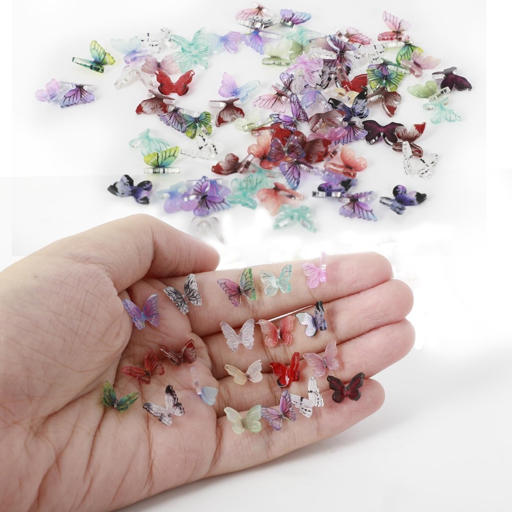 100 Mini Resin Butterflies, Colorful Miniature Butterflies Suitable for moth