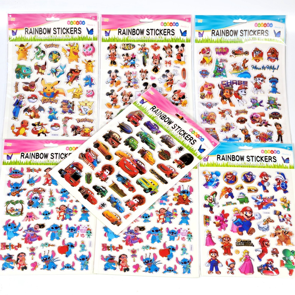 Bubble Stickers Lot x7 Packs: Paw Patrol, Mickey and Friends, Stitch & More New!