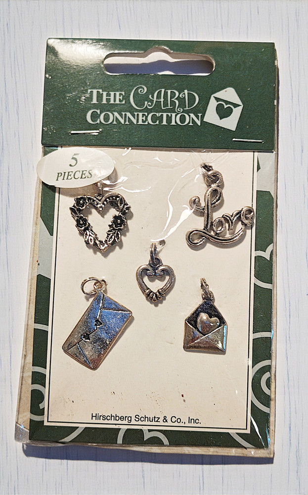 Charming Thoughts Metal Charm Embellishments Set – Love & Hearts Theme 5 Pcs