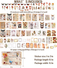 200 Pieces Vintage Scrapbook Supplies Pack for Junk Journal Planners DIY Paper S