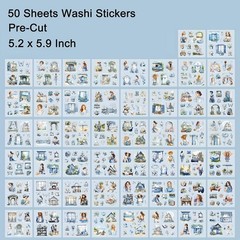 Garden Junk Journal Stickers, 50 Sheets Washi Journaling Sticker Book, Scrapbook