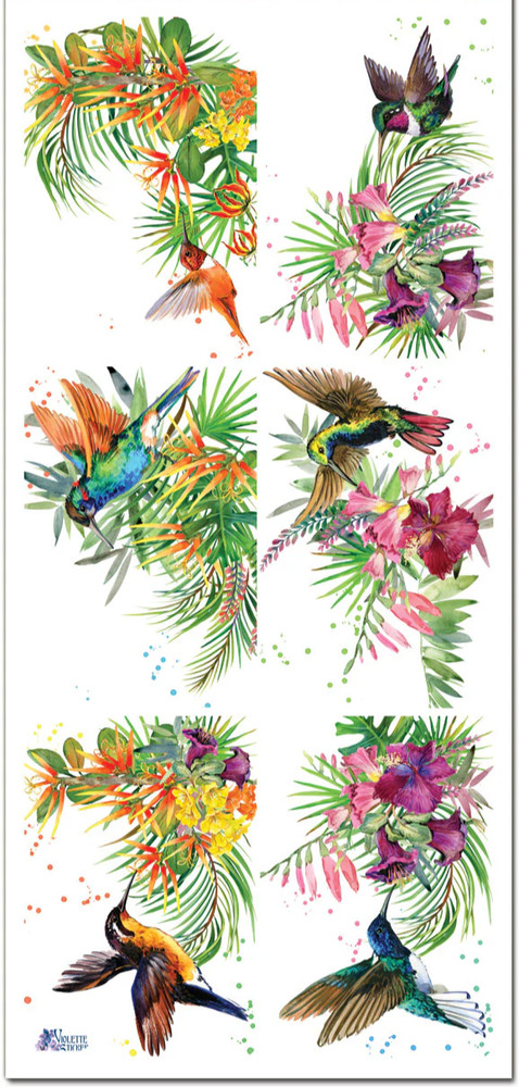 Violette Stickers Hummingbirds Tropical Flowers Crafts Planner Supply Scrapbook