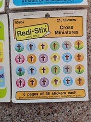 Vintage 1990 Redi-Stix Birthday, Cross, Rainbow Religious Stickers Seals USA Inc