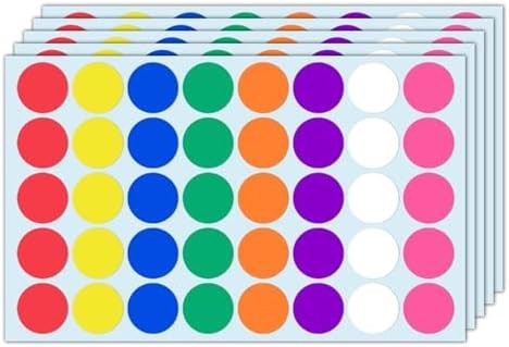 1000 Pack, 1 inch – Colored Round Circle Dot Stickers, Garage Yard Sale Price St
