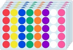 1000 Pack, 1 inch – Colored Round Circle Dot Stickers, Garage Yard Sale Price St