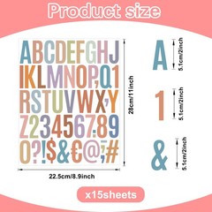 Letter Stickers 15 Sheets 750 PCS Alphabet Number Stickers 2 Inch Vinyl Self